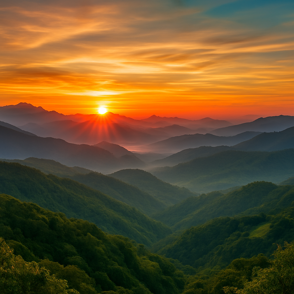 Paisaje montañoso al amanecer